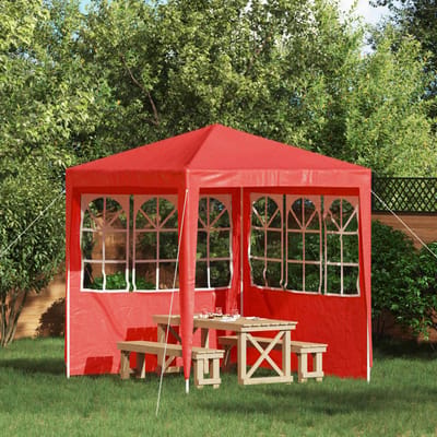 vidaXL - Party - Tent - Zijwand - 2 - st - 200 - x - 195 - cm - Rood - PE - en - staal