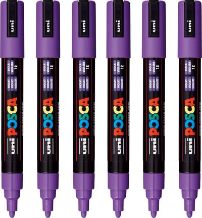 Posca - Verfstift posca pc5m m paars | 6 stuks