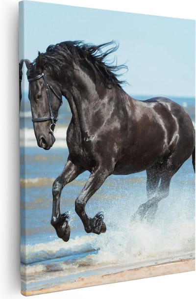 Artaza Canvas Schilderij Paard - 80x100 cm - Groot - Wanddecoratie Zee - Muurdecoratie Strand - Schilderijen Op Canvas Paarden