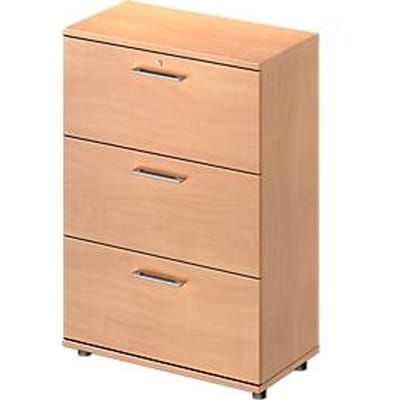 Schäfer Shop Genius Hangmappenkast TETRIS WOOD, 3 ordnerhoogten, B 800 mm, hoogte incl. glijders, afsluitbaar, beukenpatroon