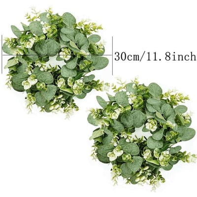 1 Stuk Kunstmatige Eucalyptus Krans Groene Bladeren Huis Kamer Decoratie Bruiloft Decoratie Buiten Guirlande Deur Wand Hanger Raam Decor beige