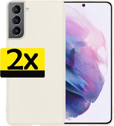 Hoesje - 2 Stuks - Geschikt voor Samsung Galaxy S21 - Sterk & Shockproof - Case Siliconen - Back Cover - Telefoon Hoes - Telefoonhoesjes - Wit