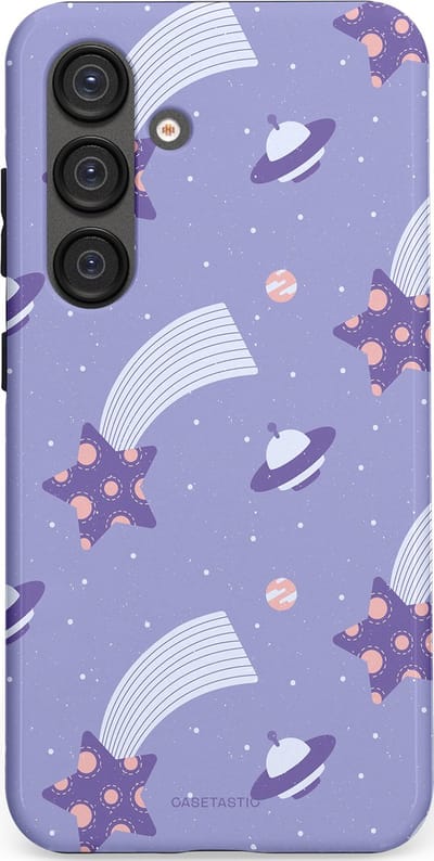 Casetastic Hoesje Geschikt voor Samsung S25 - Stijlvolle Beschermende Duo-layer Case - Sterrenhemel Lila