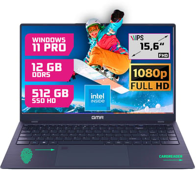 GMR - 15.6 Inch Full HD Laptop - Intel N95 - 12GB DDR5 RAM - 512GB SSD - Windows 11 Pro voor Thuis, Office en Studie - QWERTZ/QWERTY Notebook