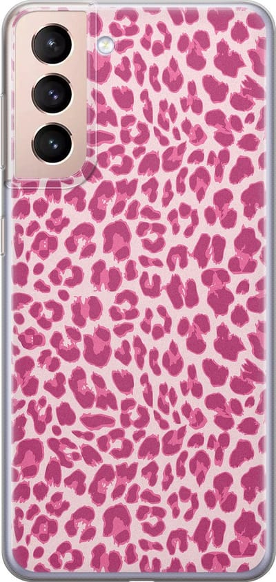 Leuke Telefoonhoesjes - Hoesje geschikt voor Samsung Galaxy S21 Plus - Luipaard roze - Soft case - TPU - Luipaardprint - Roze