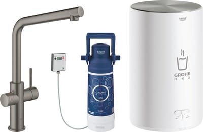 GROHE Red 3-in-1 kokendwaterkraan - L Keukenkraan met 4L boiler met kalkfilter - Mat antraciet
