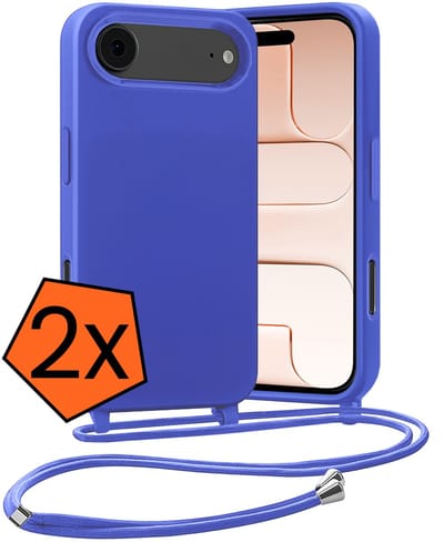 Hoesje Geschikt voor iPhone Air Hoes Met Telefoonketting - Backcover Geschikt voor iPhone Air Case Met Koord - Felblauw - 2 PACK