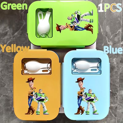 Lunchbox 1000ML Toy Story Bento Lunchbox Voedseldoos Blauw Ingepakte Doos Sheriff Woody Pride Buzz Lightyear Kinderen Gttf Green 1PCS