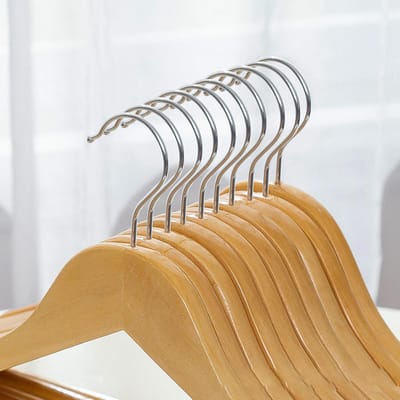 Houten Kledinghanger Antislip Kledingrek 360 Graden Draaibaar Pakhangers voor Thuis 44,5cm 10 stuks gray
