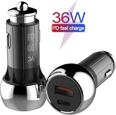 Usb Lader Auto 36w 2 Poorten - Usb-C & usb-A - 12V/24V - Snellader - Usb Adapter Auto - Autolader usb C - Usb stekker