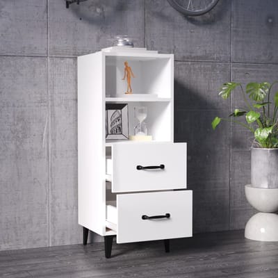 vidaXL - Dressoir - 34,5x34x90 - cm - bewerkt - hout - hoogglans - wit