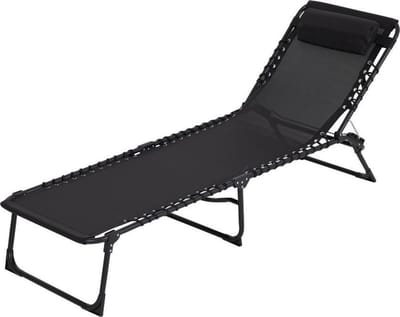 Tuinstoel Strandstoel Ligbed inklapbaar | Stretcher Vouwbed Zwart |