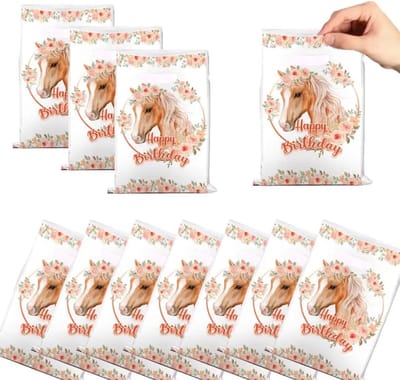 Akyol - Uitdeelzakjes - uitdeelzakjes– Paard – kind | Uitdeelzakjes-10 stuks-Traktatie zakjes voor Uitdeelcadeautjes-verjaardag uitdeelzakjes-uitdeelzakjes verjaardagsfeestje-Uitdeelzakjes Kinderfeestje-Kinderen-Cadeau-Verjaardag
