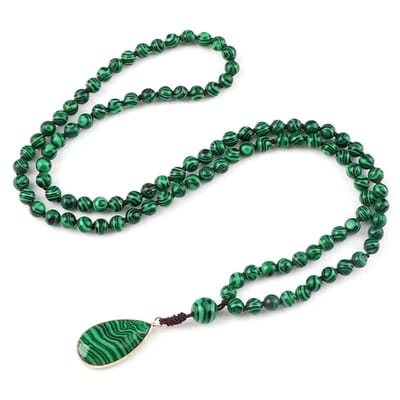 N3 Collecties Groene Natuursteen Malachiet Lange Ketting Voor Unisex