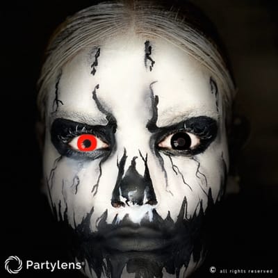 Partylens® rood/zwarte kleurlenzen - Split Vision rood/zwart - zachte jaarlenzen met lenshouder - Halloween - Cosplay