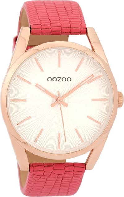 Rosé goudkleurige OOZOO horloge met roze leren band - C9584