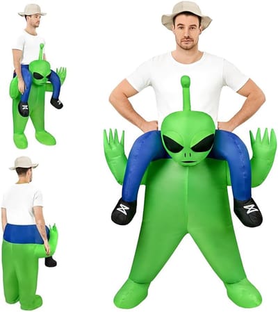 Opblaasbaar Kostuum - Buitenaards Thema - Feest Carnavalskleding - Automatisch Opblazend - 490 gram - Groen