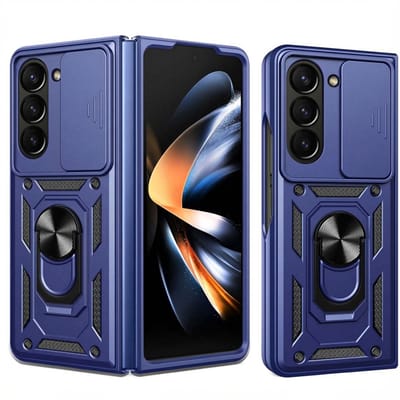 imoshion Hoesje - Geschikt voor Samsung Galaxy Z Fold 5 - Backcover met ring - Donkerblauw