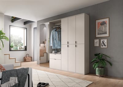 Garderobecombinatie Kasjmier - Moderne Opbergkast Met Spiegel - 213 cm Breed