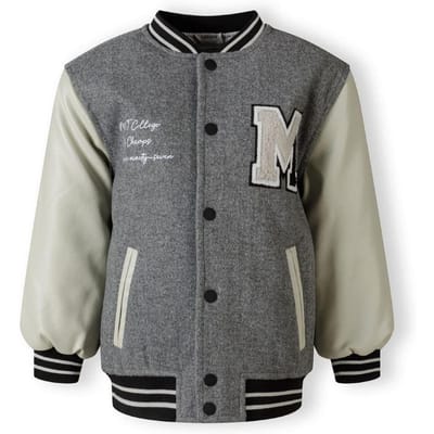 Minoti Geborduurd varsity-jack voor jongens (Gevlekt lichtgrijs)