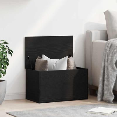vidaXL - Opslagdoos - Zwart - Eiken - 60 - x - 35 - x - 35 - cm - Bewerkt - hout