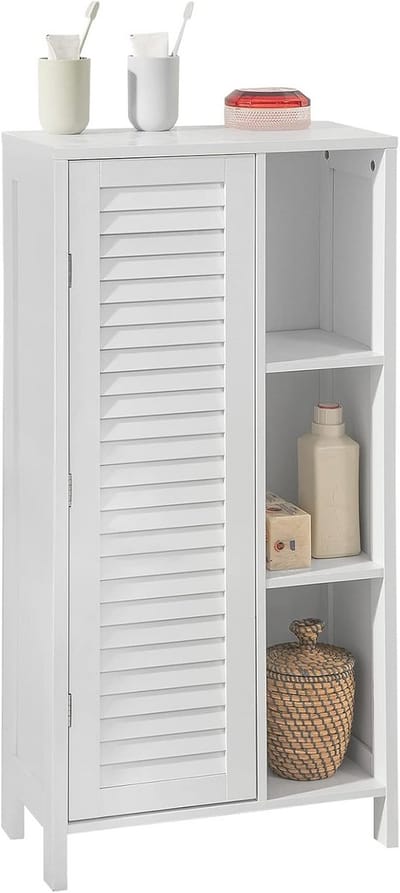 Lage kast - Opbergkast kolomkast - Ruimte organiseren - Lamellendeur ademend - 48x24x96 cm - Wit