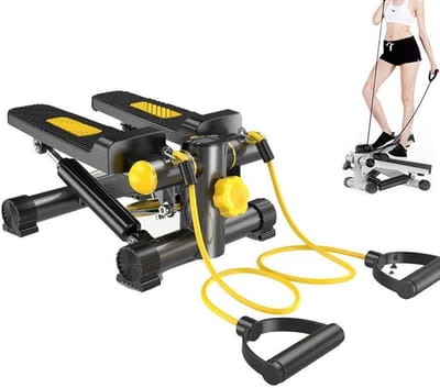Elektrische Touw Stepper - Mini Stepper - Thuis Fitness - Hydraulisch Aandrijfsysteem - 136 kg Max - Zwart