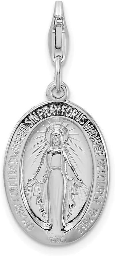 Miraculous Medaillon Hanger - Religieuze Hanger Sint Medaillon - Sieraden Dragen - Gepolijst Sterling Zilver - 31x13mm - Zilver