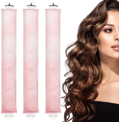 JHUBERS- Krulspelden Hitteloos - Haarrollers - Krullen zonder warmte - 3 stuks - Tie-dye perzikroze - 29 cm lengte - 4 cm breedte