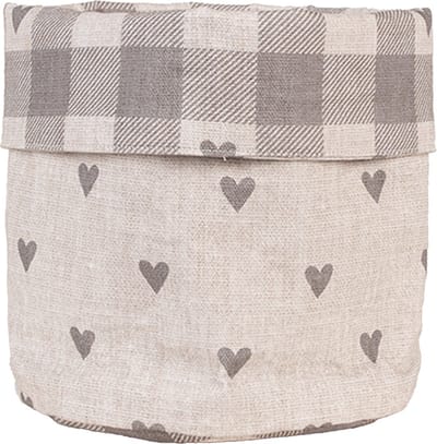 Clayre & Eef Broodmand Ø 15x16 cm Beige Grijs Katoen Hartjes