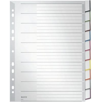 Leitz 4370 Register Din A4 Bovenbreedte Blanco Polypropyleen Grijs 10 Tabbladen 43700000
