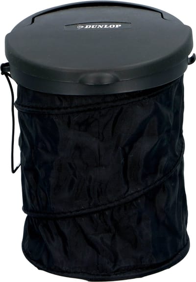 Dunlop Auto-Afvalbak - Opvouwbaar - 16 cm - met Deksel - voor aan het Dashboard of op de Vloer