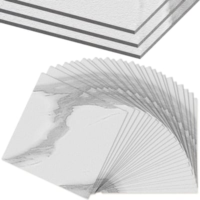 ACXIN PVC Vinyl Vloertegels Zelfklevend vierkant - 27 Stuks - 2,51 m² - Keuken / Woonkamer / Balkon - Wit marmer
