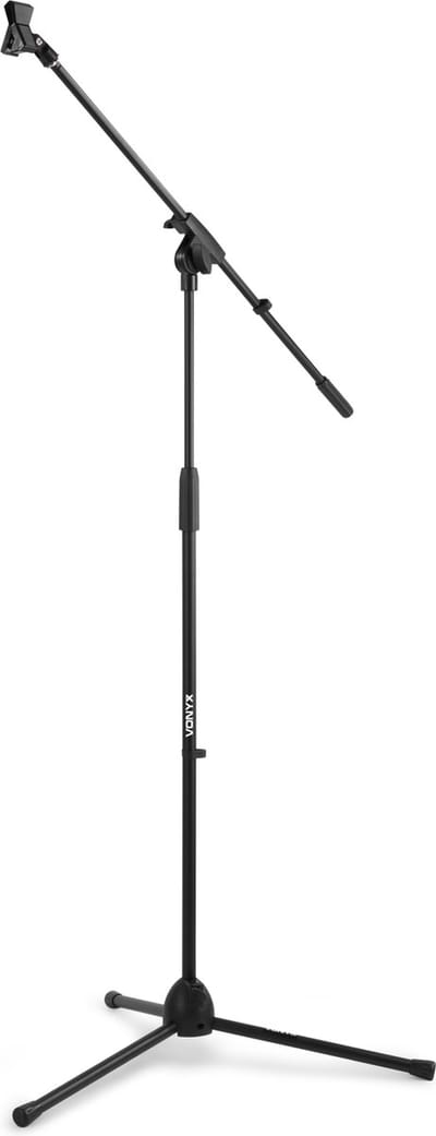 Microfoonstandaard - Vonyx MS10 in hoogte verstelbare microfoonstandaard met arm, microfoonhouder en schroefadapter