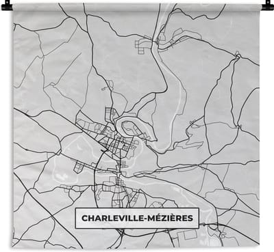 Wandkleed - Wanddoek - Kaart – Stadskaart – Frankrijk - Charleville-Mézières - Plattegrond - 180x180 cm - Wandtapijt
