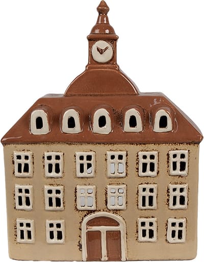 Clayre & Eef Waxinelichthouder Huis 20x10x26 cm Beige Bruin Keramiek