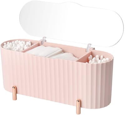 Dailygoods- Make-up Organizer Draaibaar - Cosmetica Koffer - 3 Vakken - Transparant - Hoogwaardig Acryl - Afneembare Handgreep