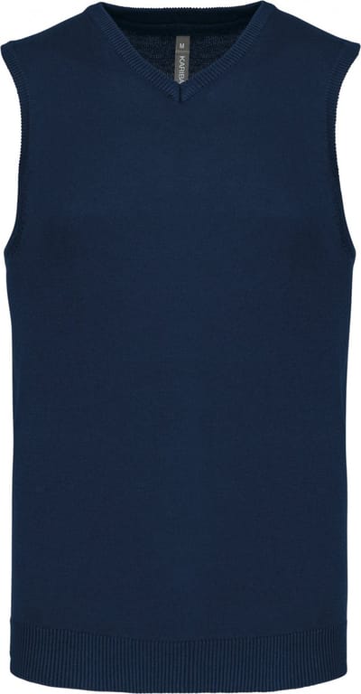 Pullover/Cardigan Heren S Kariban V-hals Mouwloos Navy 50% Katoen, 50% Acryl