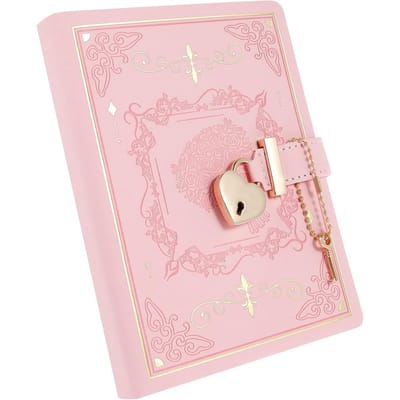 QTTVBTNA – 1 Stuks B6 Dagboek met Slot en Hart Sleutel – 288 Gelinieerde Pagina’s – Persoonlijk Dagboek voor Meisjes en Vrouwen – Compact & Draagbaar – Ideaal als Verjaardagscadeau, Kerstcadeau of Voor Dagelijks Gebruik – Roze