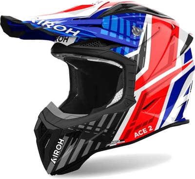 Airoh Aviator Ace 2 Proud Blauw Rood Glanzend Offroad Helm - Maat XL - Helm