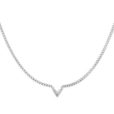 Edelstalen Ketting Letter V - Yehwang - Schakelketting - One size - Zilver