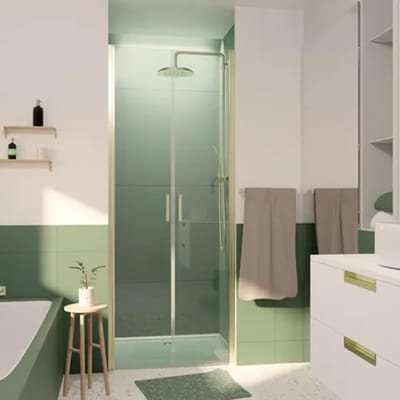 Aurlane Douche Swingdeur Saloon Gold - Helder Glas 6mm - Goud Geborsteld - 80x200cm