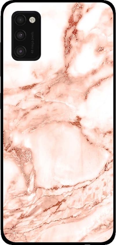 Smartphonica Telefoonhoesje voor Samsung Galaxy A41 marmer look - backcover marmer hoesje - Wit Rosé Goud geschikt voor Samsung Galaxy A41