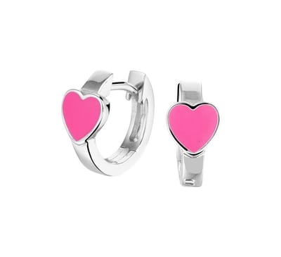 Zilver Gerhodineerde Klapoorringen hart 1330159