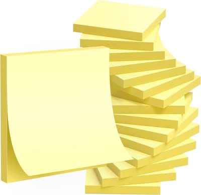 Gele Plaknotities 2400 Stuks, 3 x 3 Inch, Sterke Hechting, Ideaal voor Thuis, School en Kantoor, Desk Accessories