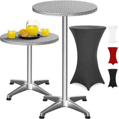 Casaria Statafel met Tafelrok -Hoogte Verstelbaar 70cm 115cm – Antraciet
