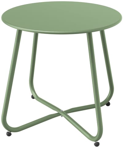 patio Bijzettafel, koffietafel, rond, tuin, bijzettafel, outdoor, licht, stabiel, eenvoudige montage, kleine salontafel, ideaal voor buiten, woonkamer, slaapkamer, kantoor (saliegroen)
