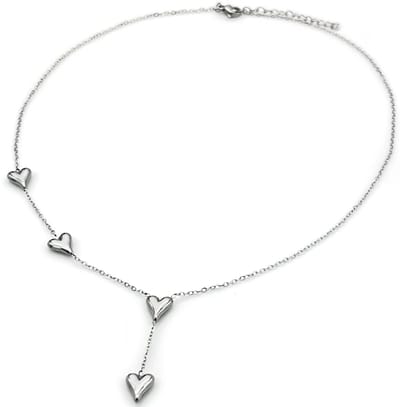 Ketting hartjes - RVS - 40-45 cm – valentijn – cadeau