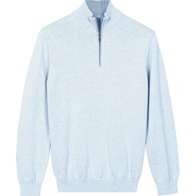 Baileys Trui Half Zip Cotton Knit Soft Blue / male