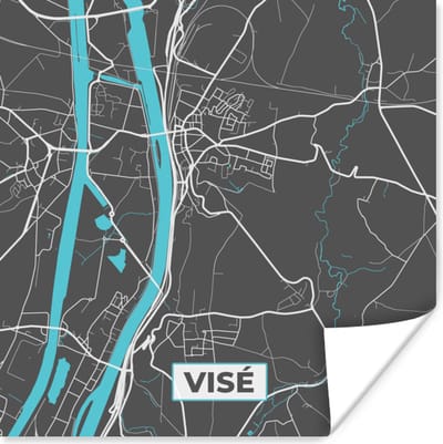 Poster Stadskaart – Grijs - Kaart – Visé – België – Plattegrond - 100x100 cm XXL